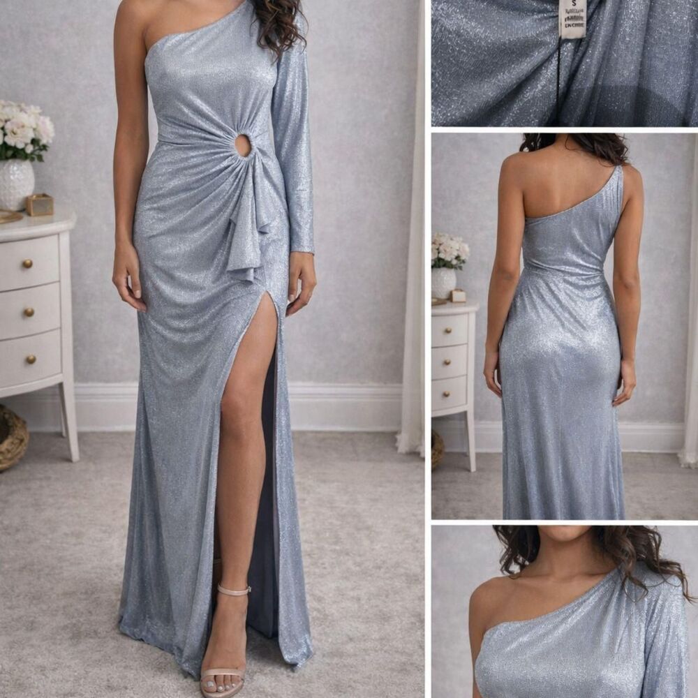 Dress-the-population Women's Blue and Grey Formal-dresses